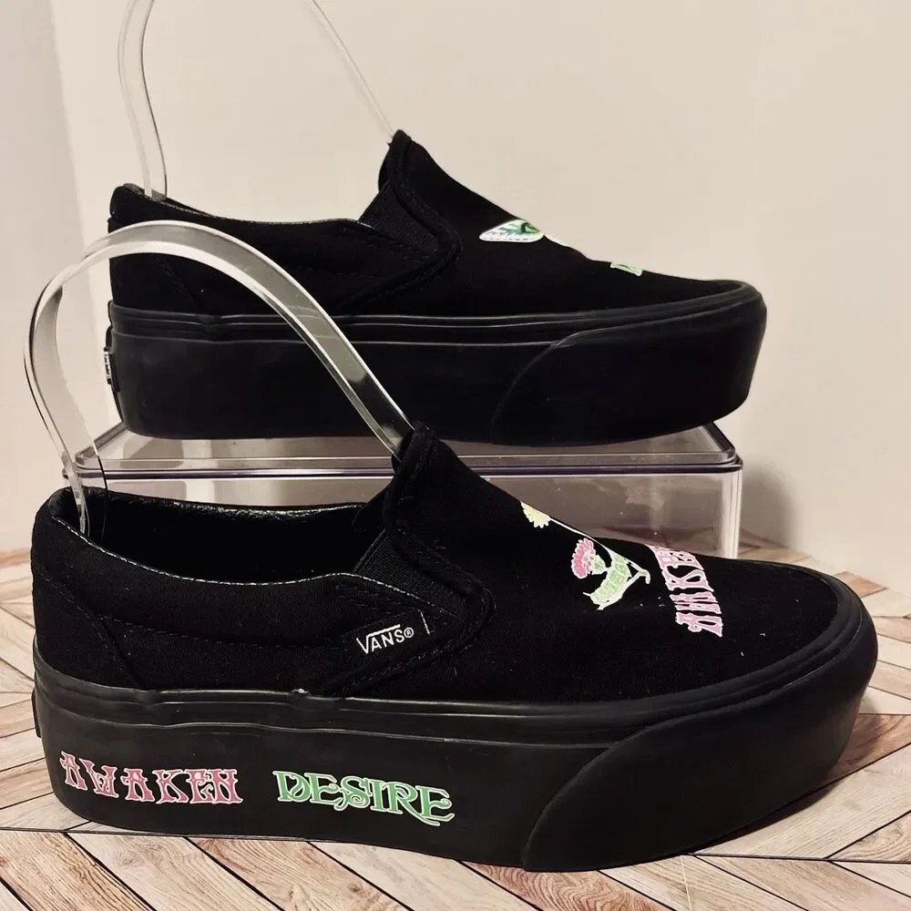 VANS Slip On Morph Blackout Platform M 4 W 5.5 Awaken Desire‎ Glows in the Dark